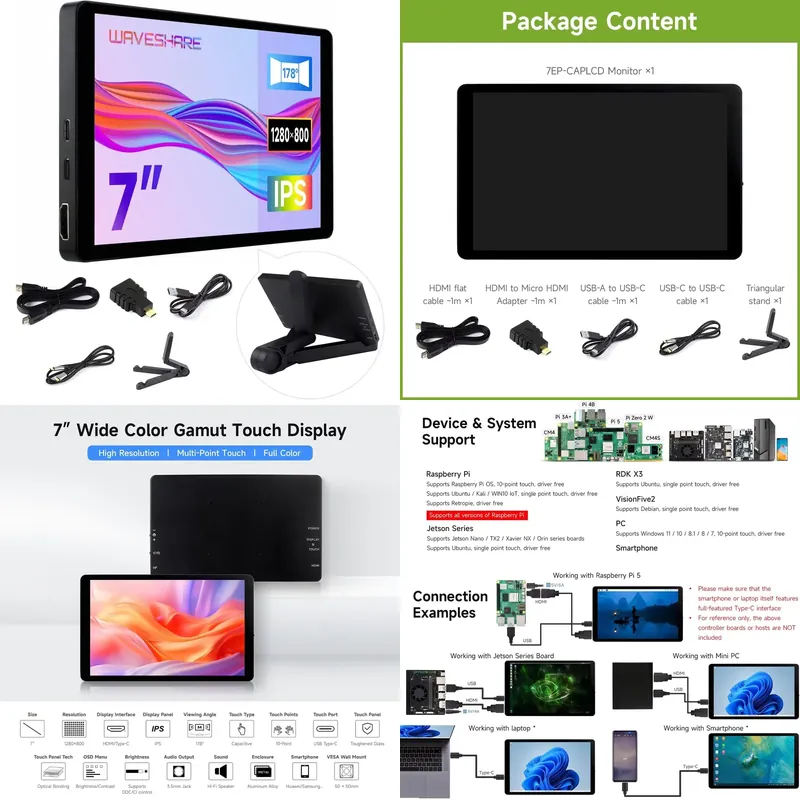 Pi Zero - for Aismartlink Waveshare 7 Inch 1280x800