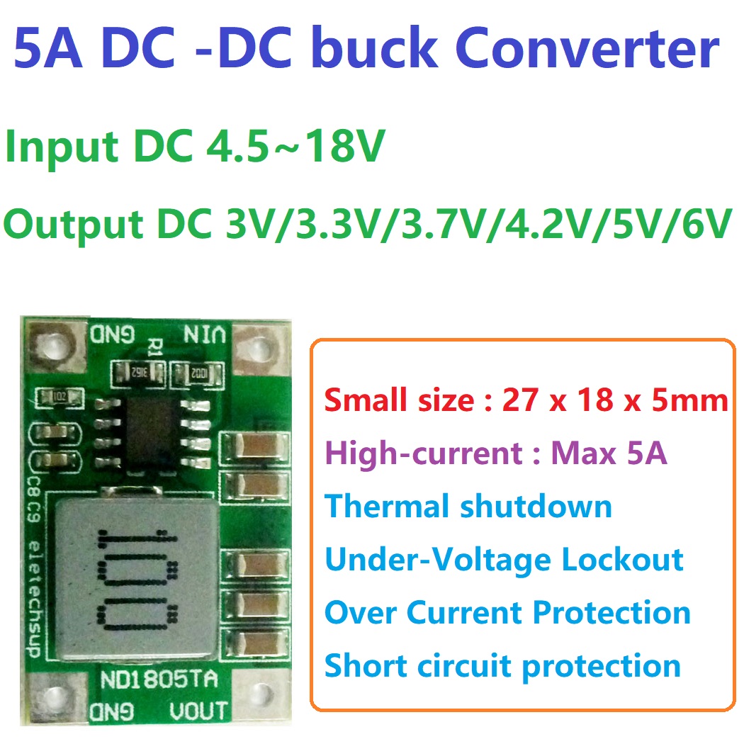 Raspberry Pi 4 - 5A Buck DC-DC Converter Module 4.5-18V